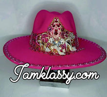 Hot pink customized Bling Fedora