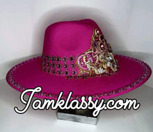 Hot pink customized Bling Fedora