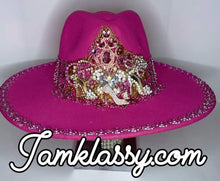 Hot pink customized Bling Fedora