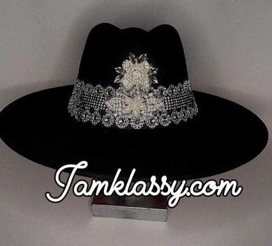 Black Bling Customized ✨️ Fedora  hat